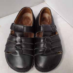 Birkenstock Footprints Madeira Black Leather Fisherman Sandals 39 W8 B3